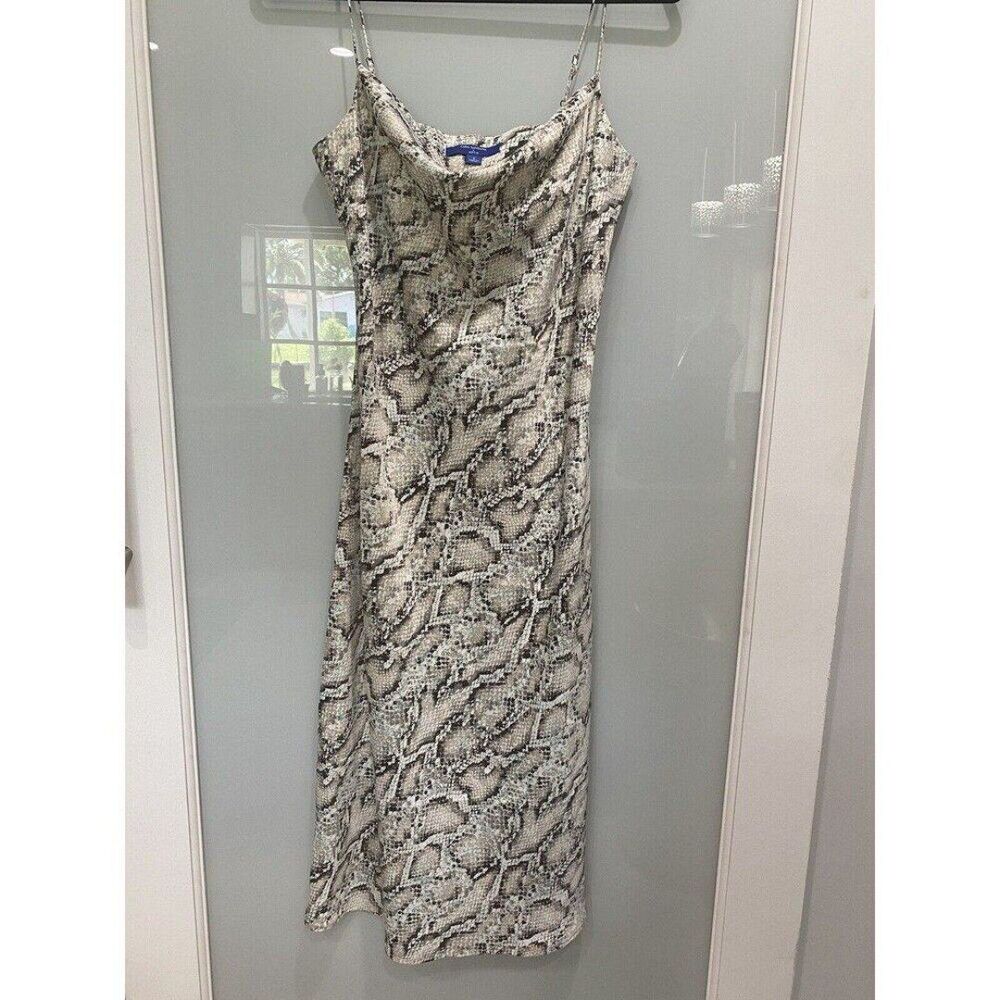 Carla Santana x Apt 9 Women's Long Snake Print Silky Flowly Slip On Dress Sz S